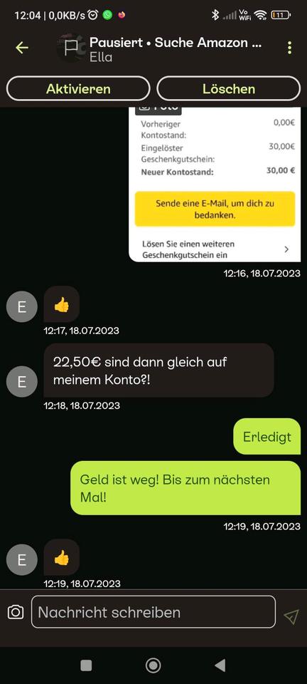Suche Amazon Gutscheine Gutschein und zahle seriös & sofort 70% in Lehrte