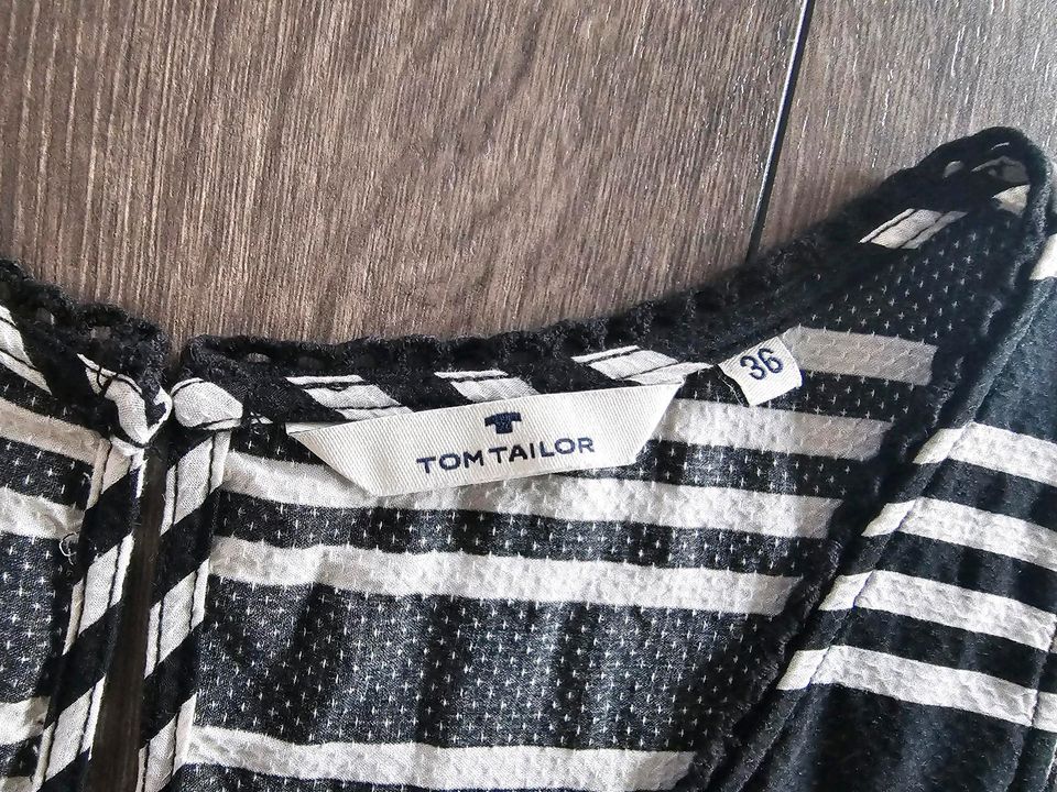 Tom Tailor Bluse ärmellos schwarz weiß gestreift Gr. 36 in Scheden