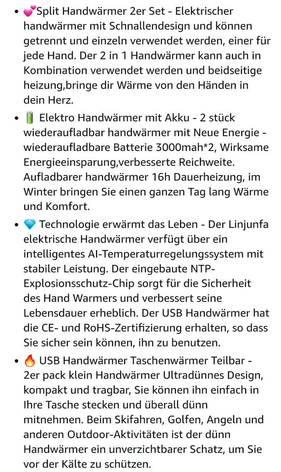 USB Handwärmer Elektrisch, Handwärmer Wiederaufladbar 2er Set, 2 in Rantrum