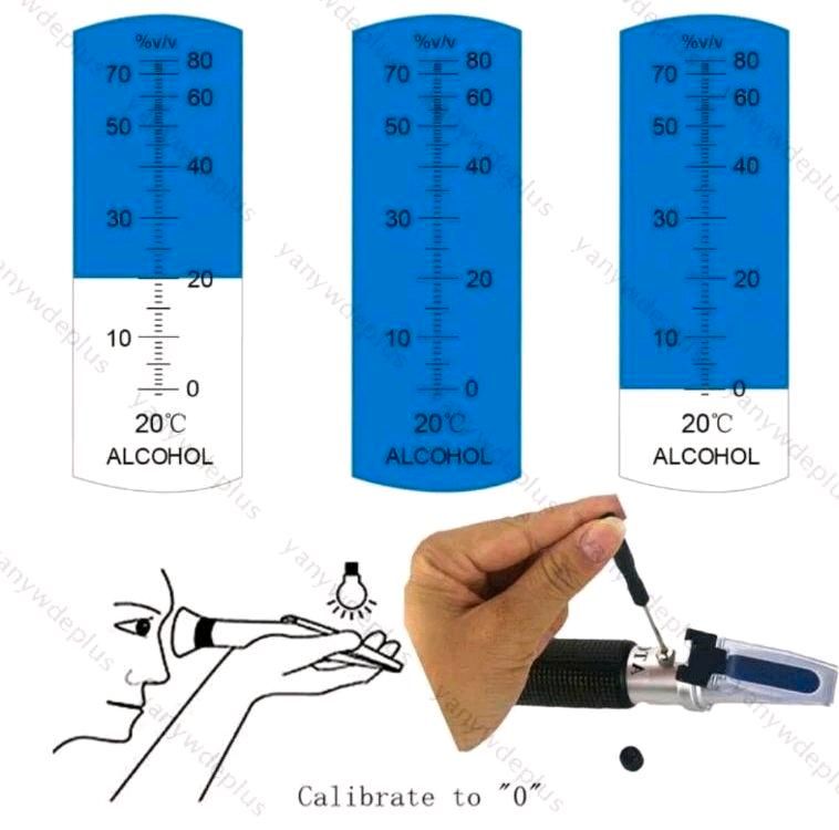 Alkohol Refraktometer 0-80% Alkoholmeter für Alkohol Whisky Wodka