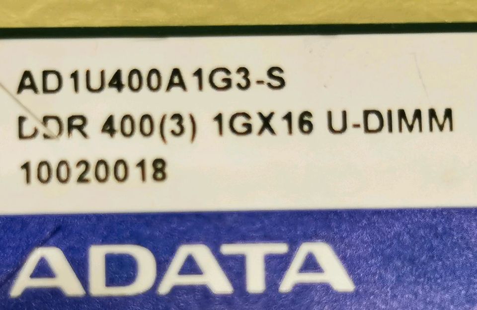 1 GB DDR-RAM 184-pin PC-3200U non-ECC 'ADATA AD1U400A1G3-S' in Köln