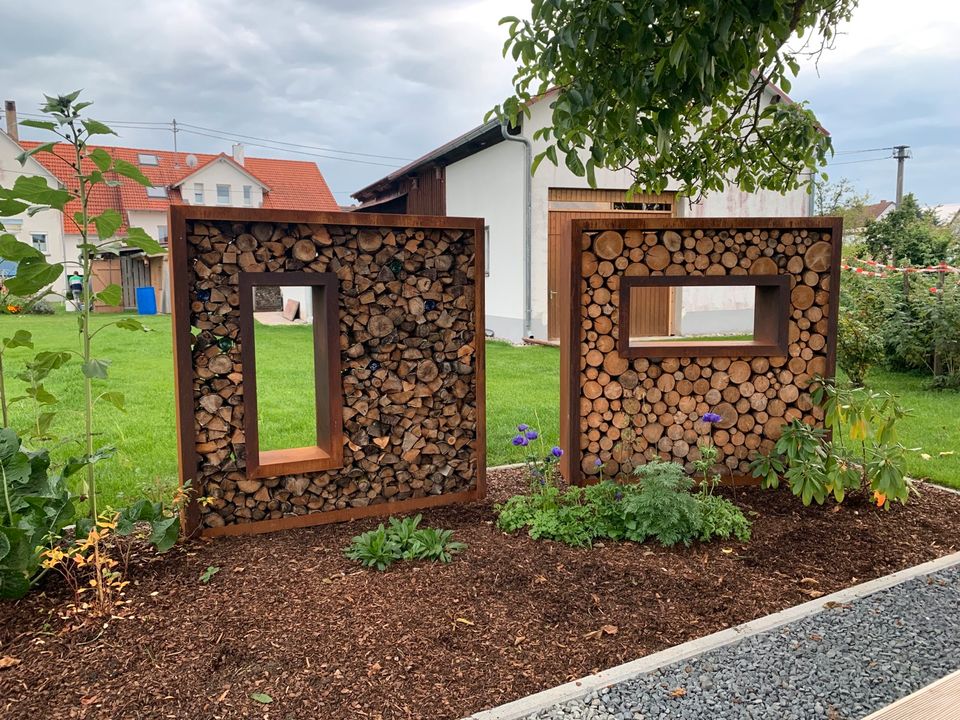 NEU Wunschgrößen Garten Sichtschutz Deko Rost Wand Holz Modern in Renquishausen