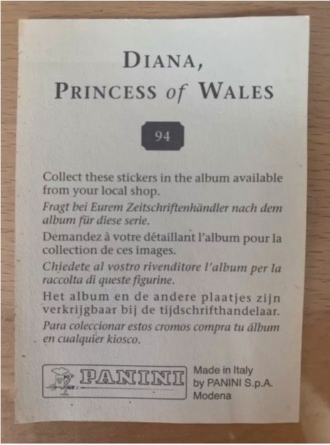 ♛ Panini Diana, Princess of Wales Nr. 94 ♛ in Ursberg