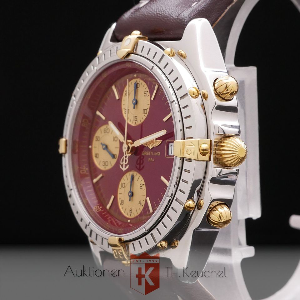 Breitling Chronomat B13050 Bordeaux Stahl Gold Full Set in Grünstadt