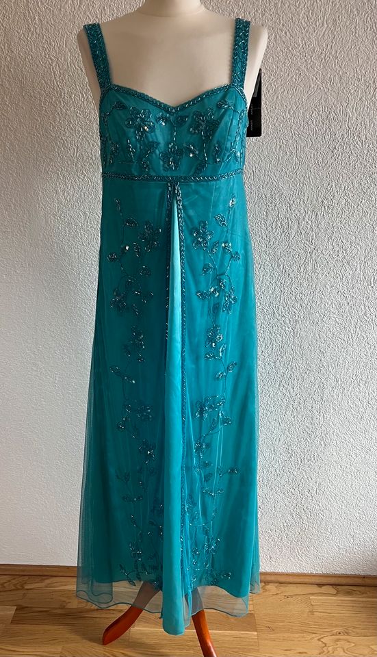 Kleid 38 40 blau bestickt edles Annakostüm Tüll Apart Maxi neu in Simbach