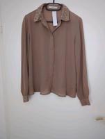 Bluse beige mit Pailletten Kragen Hessen - Reichelsheim (Wetterau) Vorschau