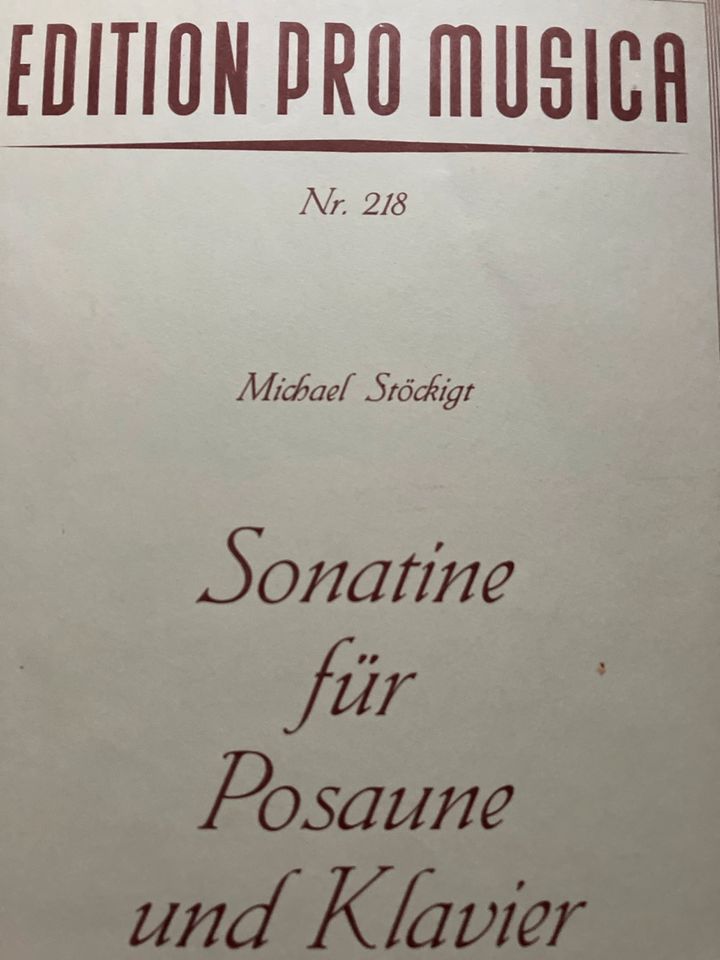 Posaune Noten: M. Stöckigt - Sonatine f. Posaune und Klavier in Erlangen