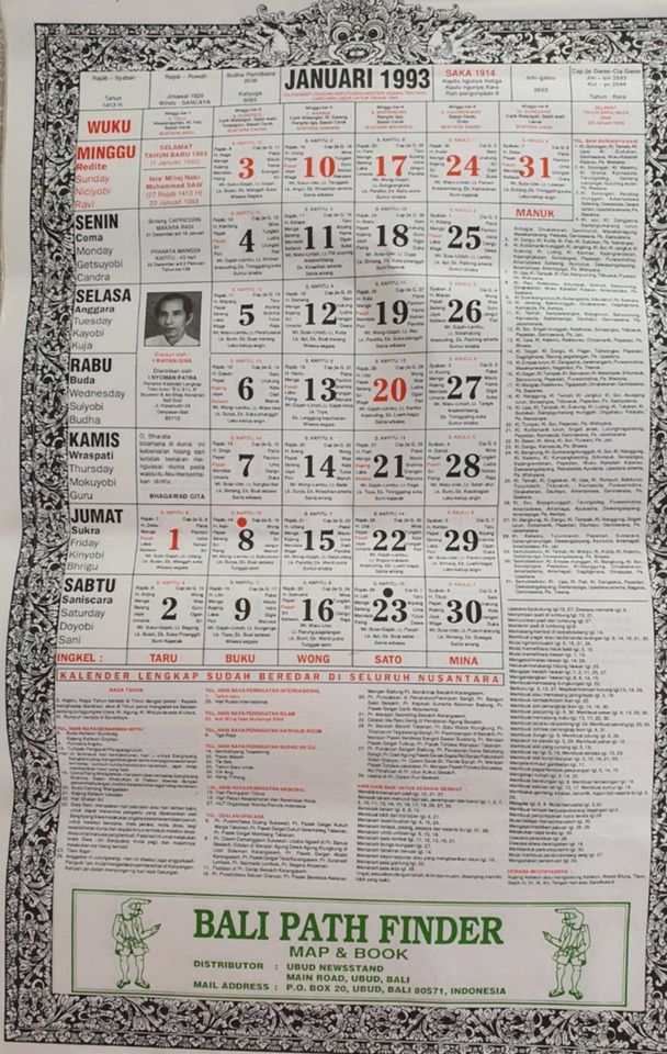 Original alter Astrologie Kalender 1993 Primbon Kelahiran BALI in Ahrensburg