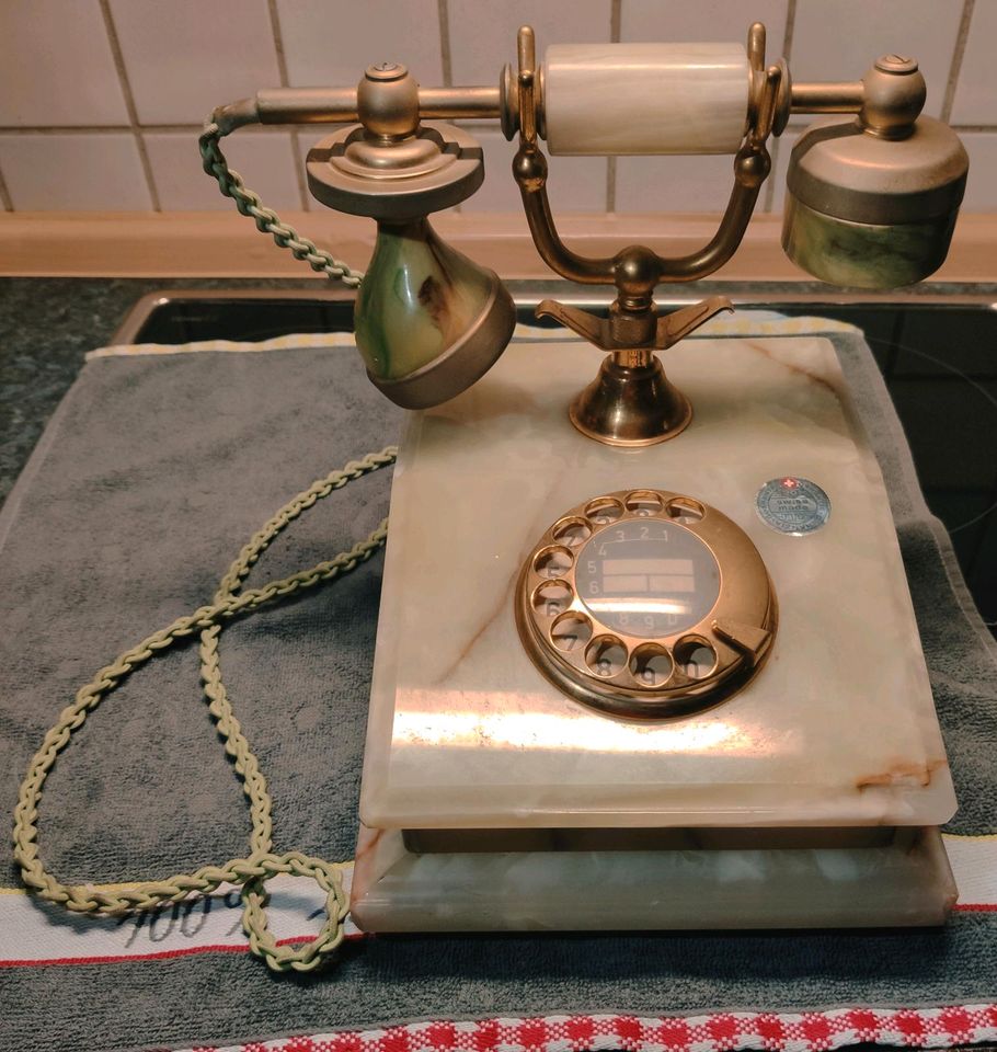 Retro Marmor Telefon Nostalgie Wählscheibe Vintage in Kupferzell