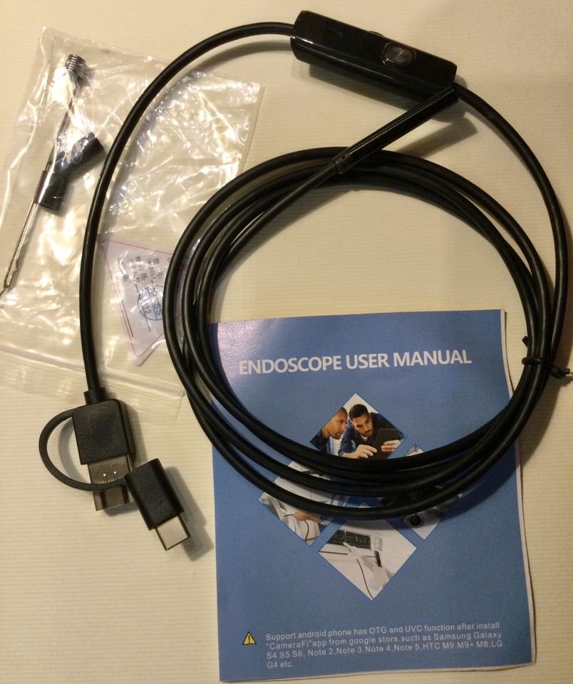 USB Endoskop Kamera mit Zubehör und Anleitung, weiches Kabel in Neulewin