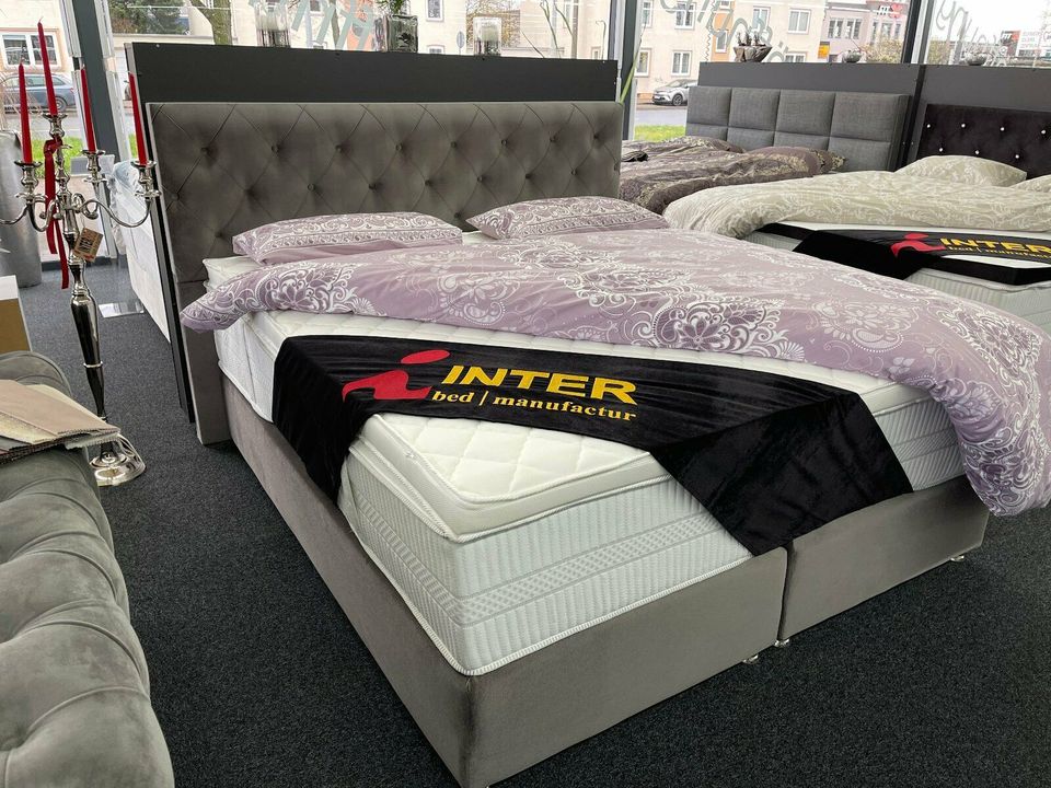 Boxspringbett Chesterfield Ehe Bett Doppelbett 180x200 Samt Grau in Bielefeld