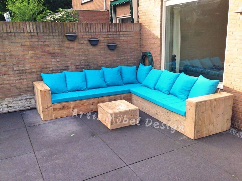 Gerüstholz Ecksofa Loungemöbel Loungeset Gartenlounge Sitzgruppe in Bottrop