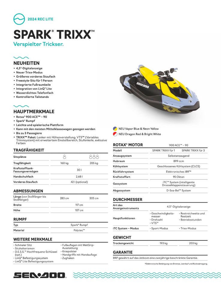 SEA-DOO Jetski Spark 3up Trixx 90 (MY24) - VORBESTELLEN! in Edingen-Neckarhausen