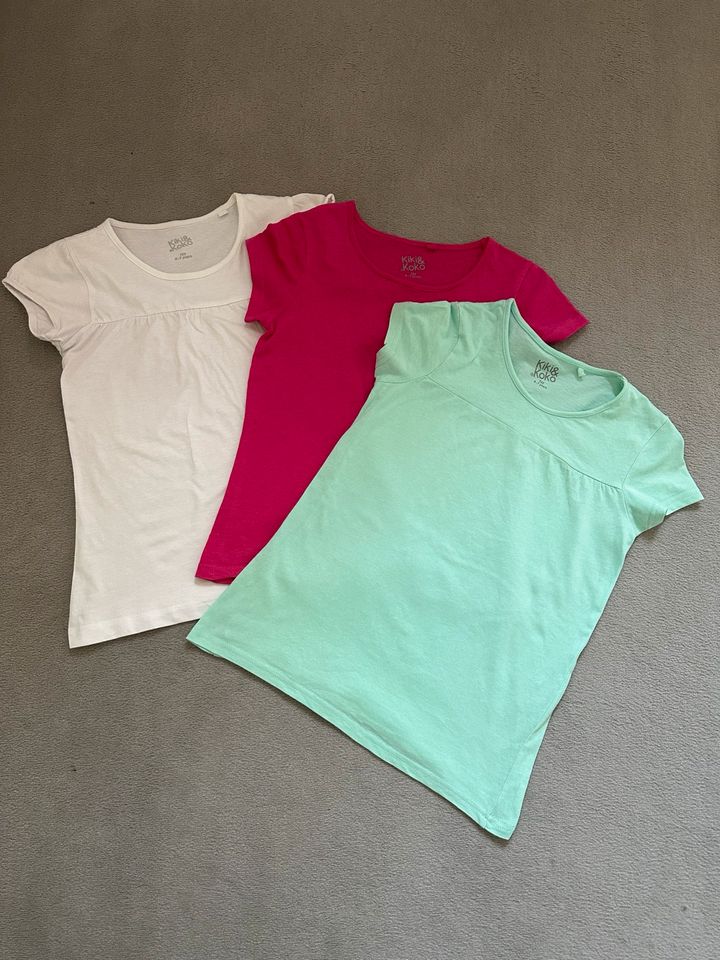 3 Stück Shirt Gr 122 kurzarm pink türkis weiß in Jesteburg