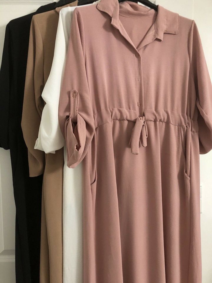 Neu Damen Maxi Kleid uni Farbe Schwarz weiß Braun xs s m l hijab in Mainz