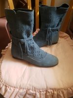 Wildleder Stiefel Sommer taubenblau retro Hippie Sachsen - Krauschwitz Vorschau