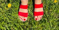 Tamaris Rot Sandalen echt Leder mit goldenen Nieten Köln - Vingst Vorschau
