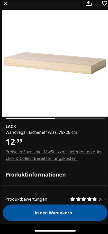 Ikea Lack Wandregal Eiche 79x26 cm NEU! in Papenburg