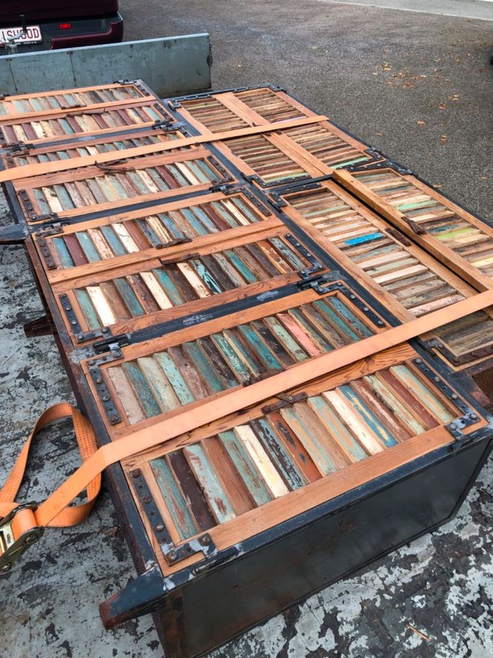 Schrank Vintage Teak Holz Metal Rost Schranken Buro Küche Buffet in Aachen