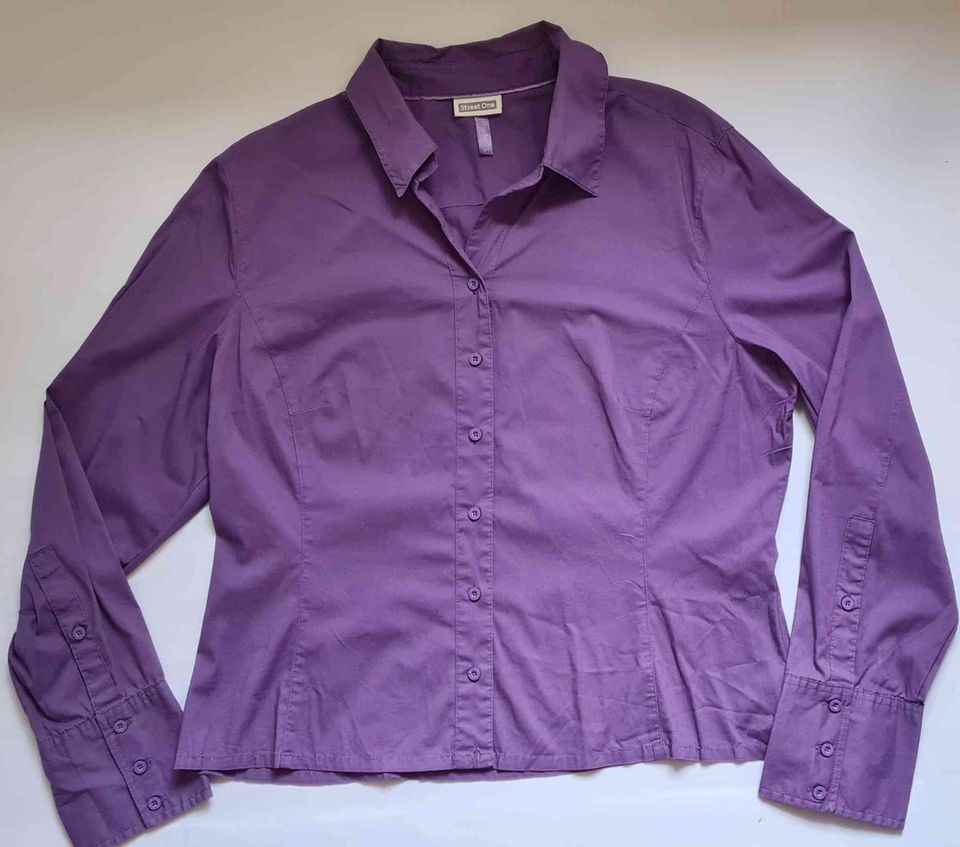 schicke STREET ONE BLUSE tailliert Violett lila 42 in Eisenach