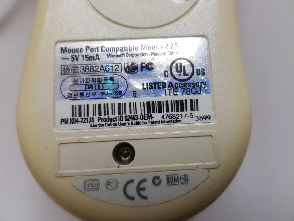 Vintage Microsoft Maus Mouse X04-72174, 52463-OEM 2.2A PS/2 in Berlin