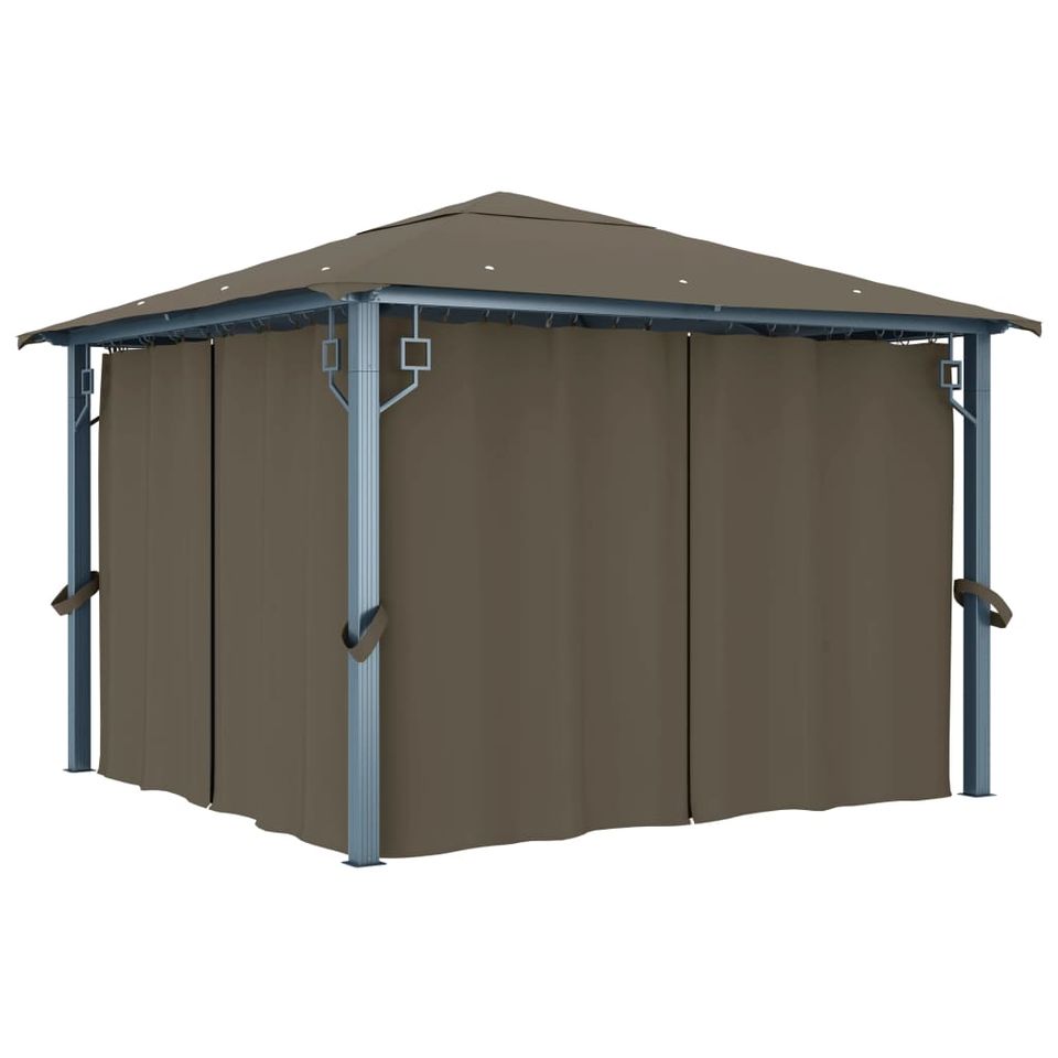 Pavillon mit Doppeldach und LED-Lichterkette Taupe 3x3x2,7 m in Rülzheim