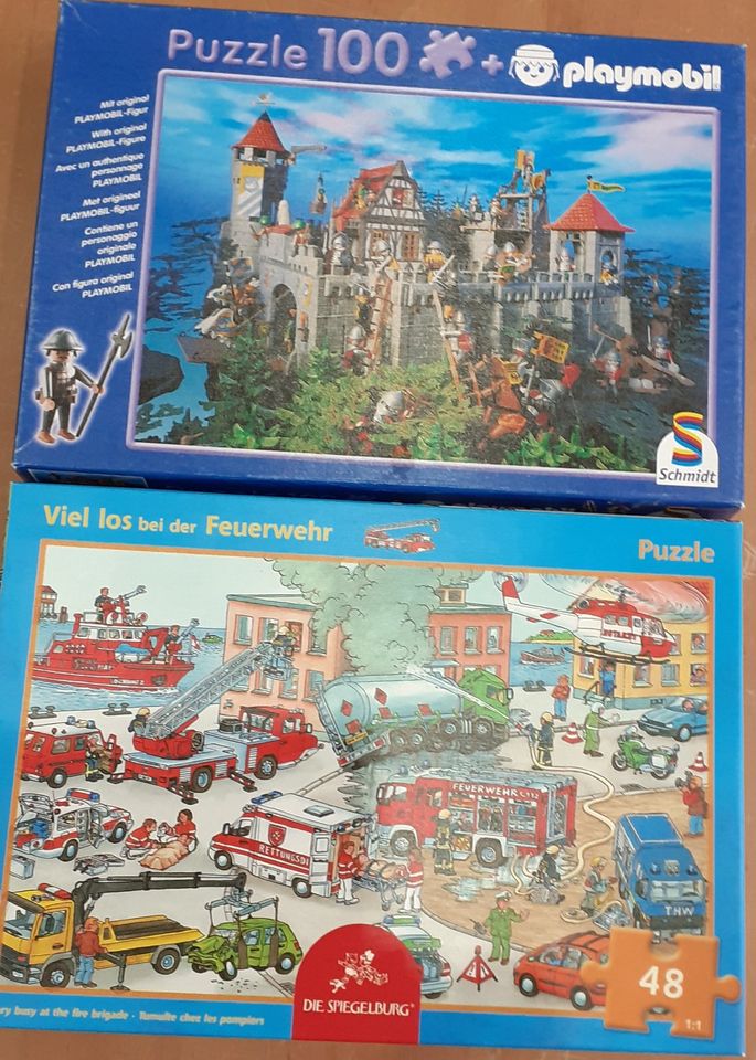 2 x Kinderpuzzle, Playmobil & Feuerwehr in Marktheidenfeld