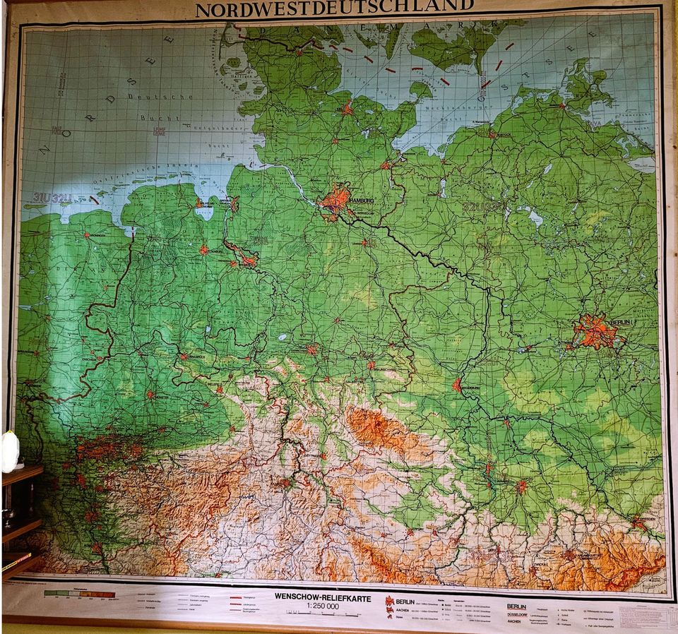 Schulkarte, Karte, Wandkarte: Nordwest Deutschland. XXL Groß in Bad Driburg