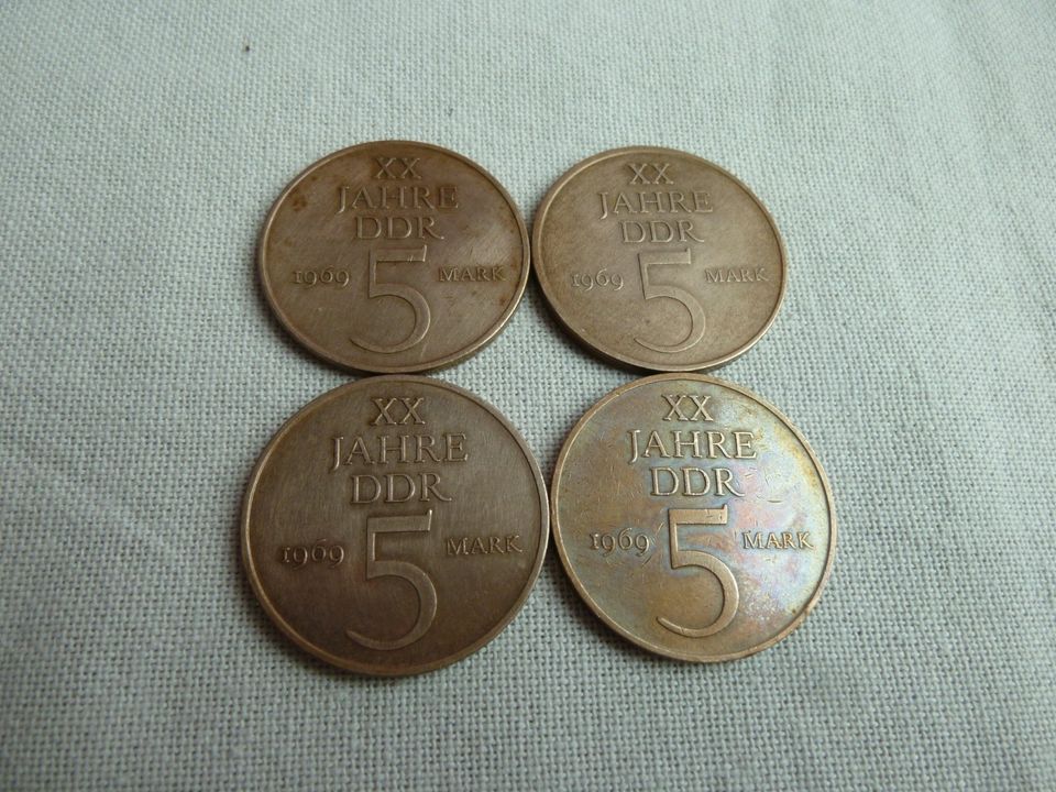 4x 5 M Münzen aus DDR Zeiten in Nordhausen