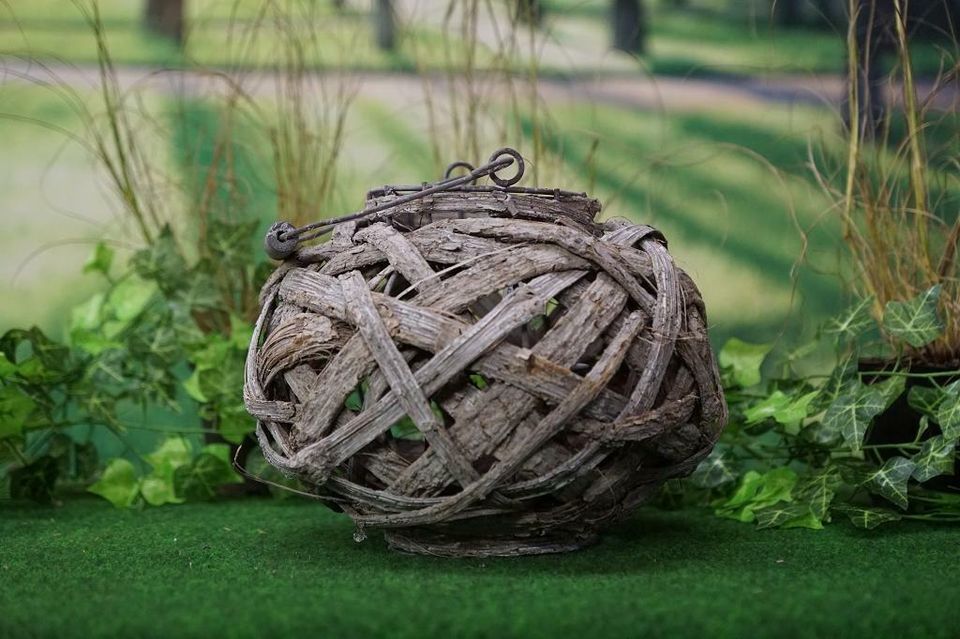 Flechtholz Laterne mittel für Garten Dekoration Windlicht Kugel in Harrislee