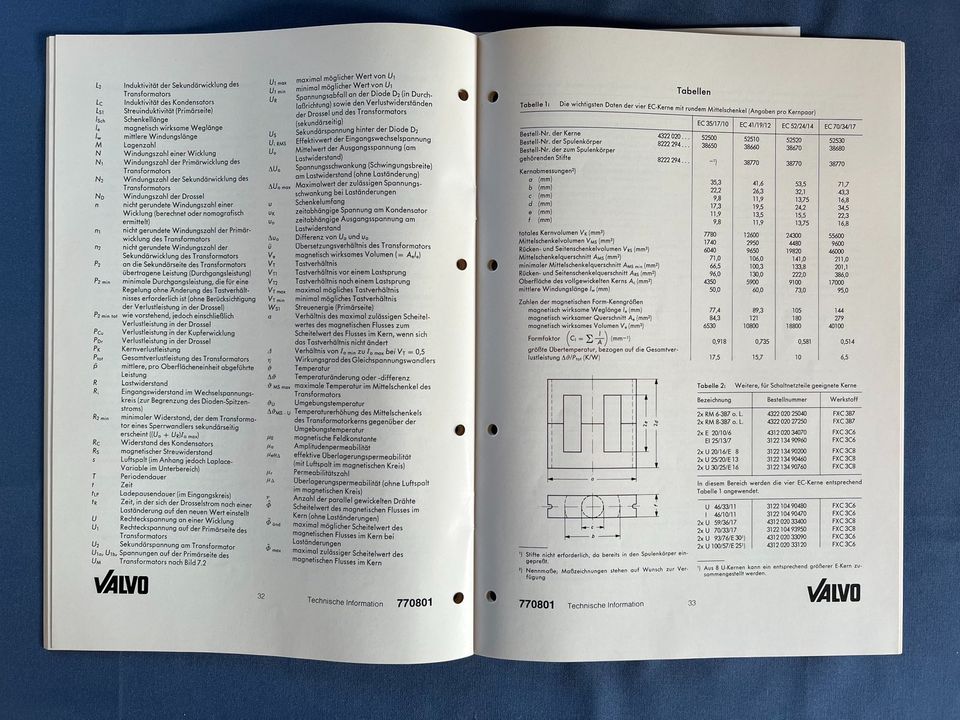 Heft VALVO Transformatoren Drosseln in Schaltnetzteilen TI 770801 in Bremen