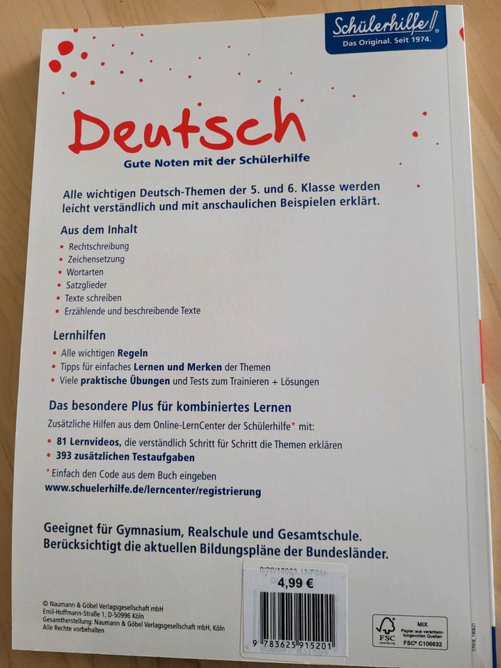 Schülerhilfe Deutsch Klasse 5-6 neu Übungsaufgaben in Winterbach