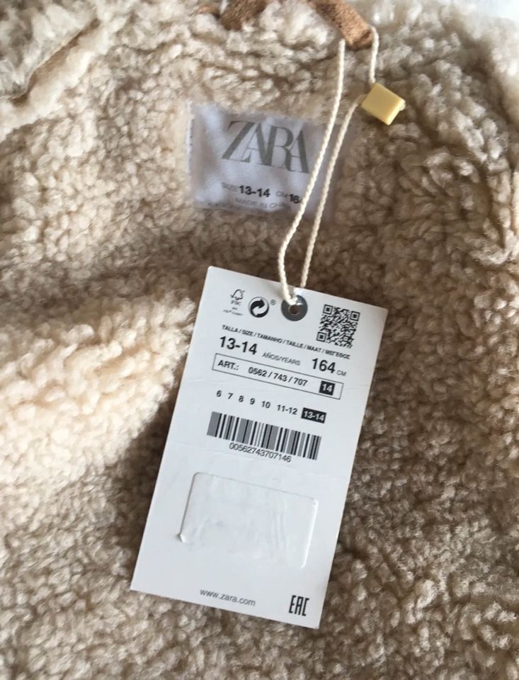 Neu Zara Jacke Teddyjacke Mantel Winterjacke 164 XS/34 Beige Neu in Medebach