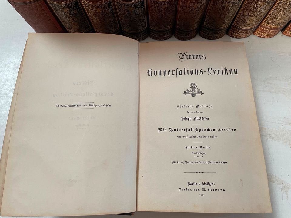 12-bändiges Pierers Konversations-Lexikon von 1888 in Petershagen
