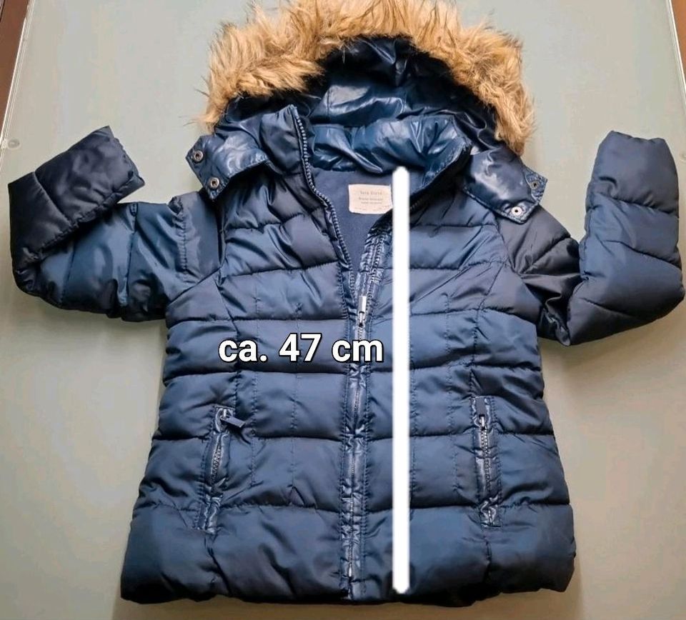 ZARA GIRLS Winterjacke, Gr.116, blau mit Kunstfellkapuze, TOP in Korschenbroich