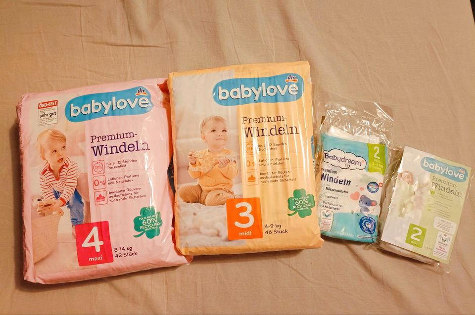 DM Babylove Windeln Größe 2 - 4+ ⭕ 3 Packungen für 10€ in München