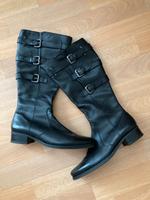 Schwarze Stiefel Boots echtes Leder Schnallen kniehoch Caprice Brandenburg - Strausberg Vorschau