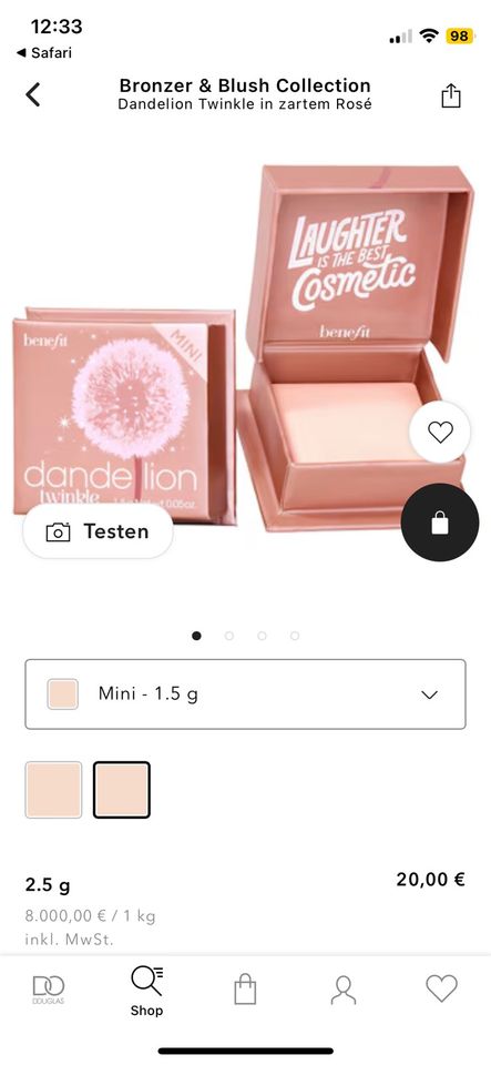 Benefit Highlighter Dandelion Mini Neu in Darmstadt