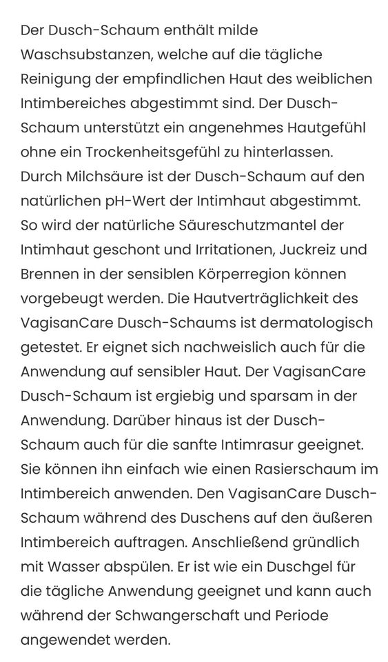 Vagisancare Duschschaum in Much