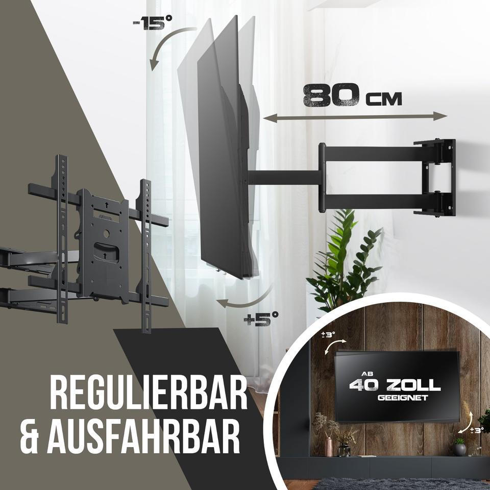 Fernsehhalterung  bis 65" flexibel 80cm ausfahrbar, schwenkbar in Bamberg