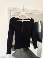 H&M Langarm Oberteil Henley Shirt Top Schwarz Gerippt XS Hessen - Burghaun Vorschau