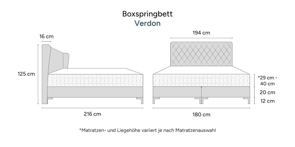 Luxus Boxspringbett Verdon 180x200 inkl. Premium Matratze Silber/Grau Polsterbett Doppelbett in Berlin