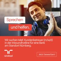 Inboundtelefonie für Bankprojekt 99% Homeoffice Bayern - Erlangen Vorschau