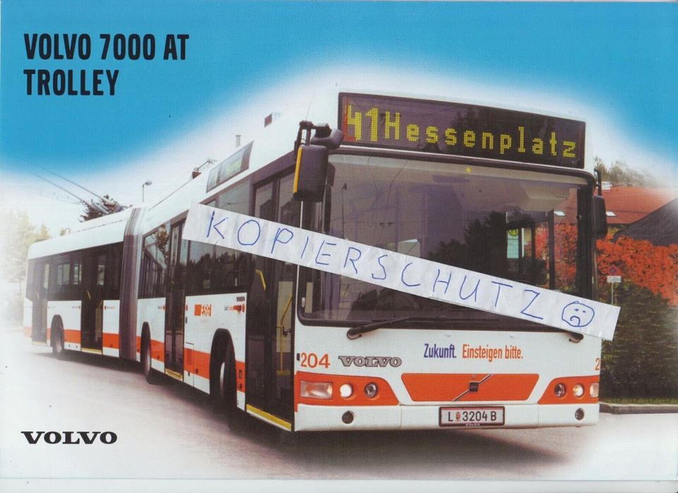 Bus Prospekt Brochure Volvo 7000 AT Trolleybus O-Bus Linz in Stuttgart