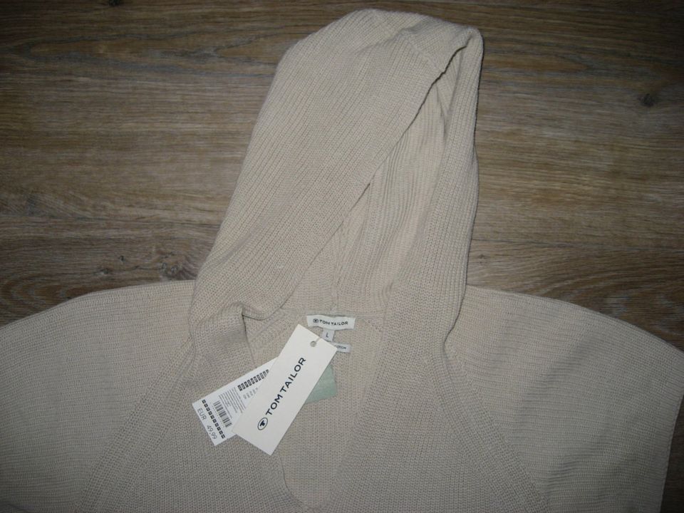 *Tom Tailor Baumwoll Pullunder Gr.L mit Kapuze beige neuw.* in Garbsen