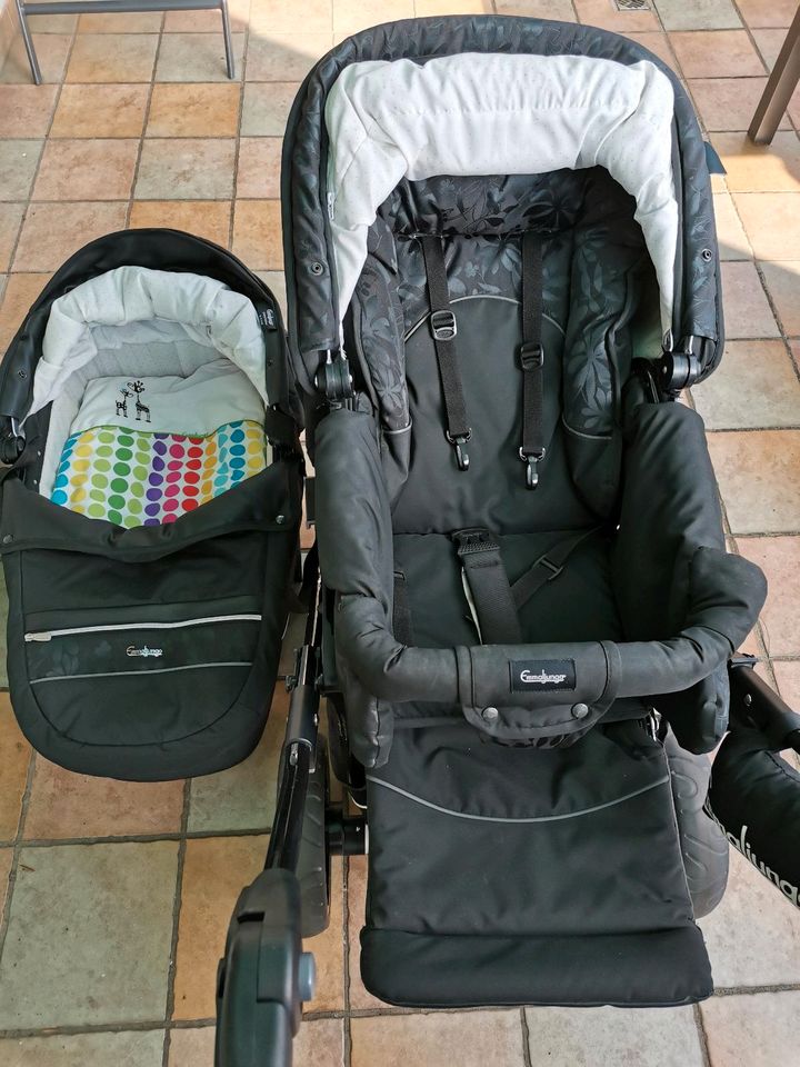 Emmaljunga Kinderwagen mit Babyschale und Sportwagenaufsatz in Mörlenbach