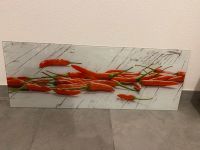 Glasbild Küchenbild Chilis Chilischoten rot weiß 30x80cm Bayern - Moosinning Vorschau