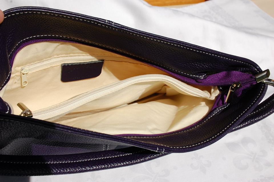 Handtasche dunkellila / violett, echtes Leder in Hersbruck