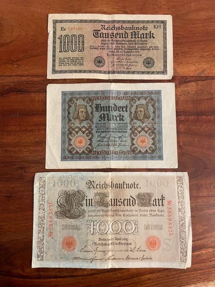 Geld Geldscheine Reichsbanknoten in Schwerin
