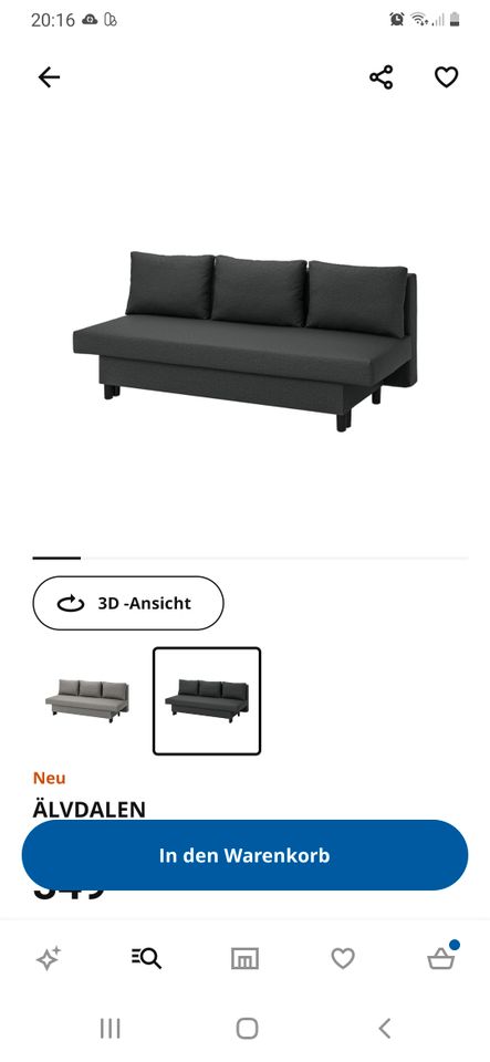 Schlafsofa klappcouch Älvadalen ikea grau in Altmittweida